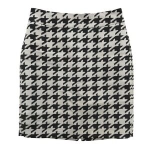 Banana Republic Skirt Womens Petite 0P Black White Houndstooth Pencil‎ Lined
